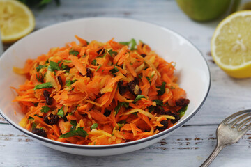 A bowl with traditional Polish carrot salad © nastyakamysheva