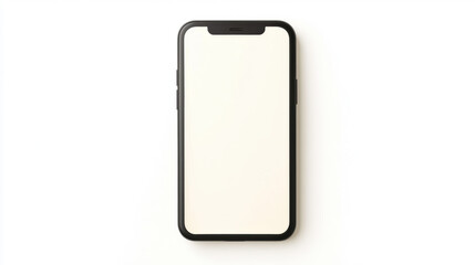 Modern smartphone with blank clean screen black frame minimal design isolated on white background high fidelity technology device contemporary style digital communication