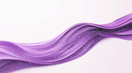 Abstract purple wave with smooth flowing lines and sparkling particles on light background, creating dreamy and elegant texture for modern design concepts