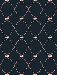 Decorative pattern with bows on a dark background in a modern design