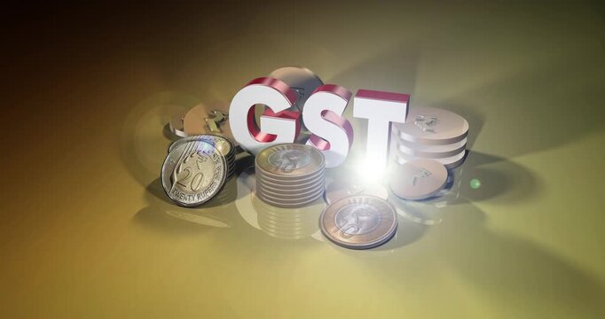 Indian GST with rupees coins in 3d animation
