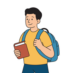 Young Student with a Backpack and Book.
