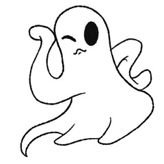 Playful Cartoon Ghost Illustration. Part of Ghosts Set. Set of Ghosts. Halloween themed set.