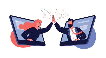 Achieving goals together through digital collaboration and shared success.