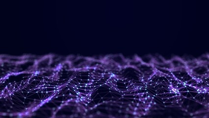 Waves transmit silent codes through a light matrix. Dots pulsate with digital movement. 3D