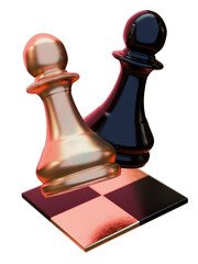 Close-Up of Gold and black Chess Pawns on Board – Strategy Concept