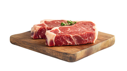 Fresh Cut Steak on a Wooden Board