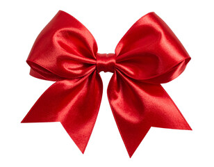 Naklejka premium Classic Red Satin Bow, Front View, isolated on transparent background.