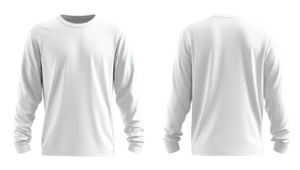 Front and back view of a white long sleeve shirt