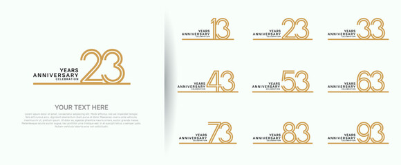 logo anniversary set. brown color with long line on white background for special event