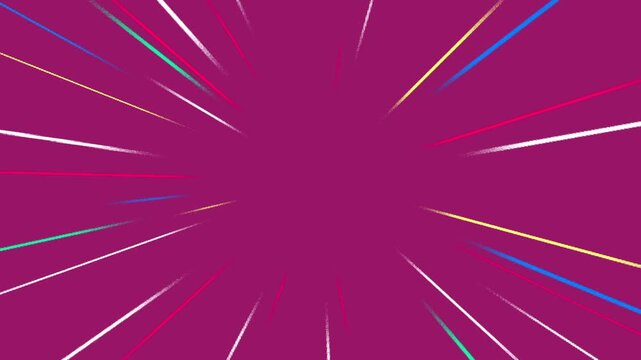 A vibrant abstract animation featuring colorful speed lines radiating outward in a hyper-speed burst effect