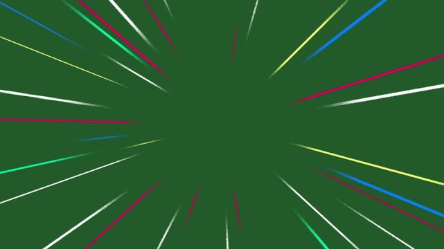 A vibrant abstract animation featuring colorful speed lines radiating outward in a hyper-speed burst effect