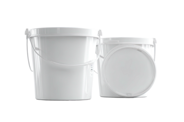 Two white plastic buckets (2)