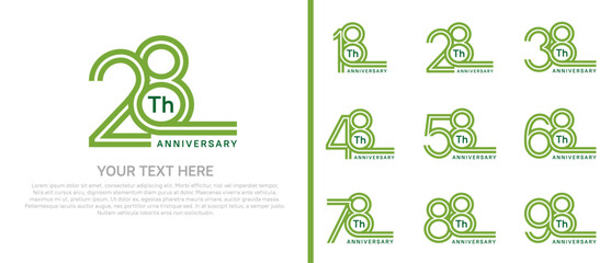 Fototapeta premium logo anniversary set. green color double line on white background for special event