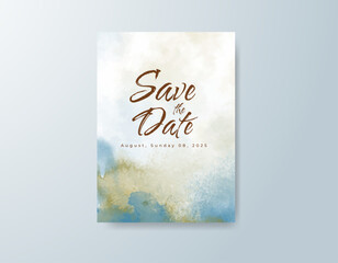 Wedding invitation with abstract watercolor background