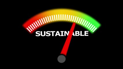 Sustainable and Green energy concept 4k animation with speedometer red needle going up. Clean energy and sustainable, - Powered by Adobe