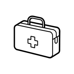 Outlined first aid kit on transparent background