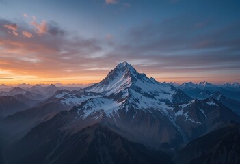 Majestic Sunrise Over Snow-Capped Mountain Peaks in a Breathtaking Panorama