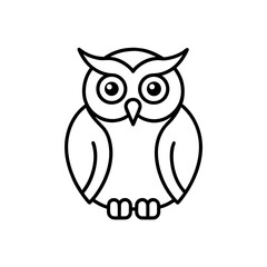 Simple outline drawing owl on transparent background