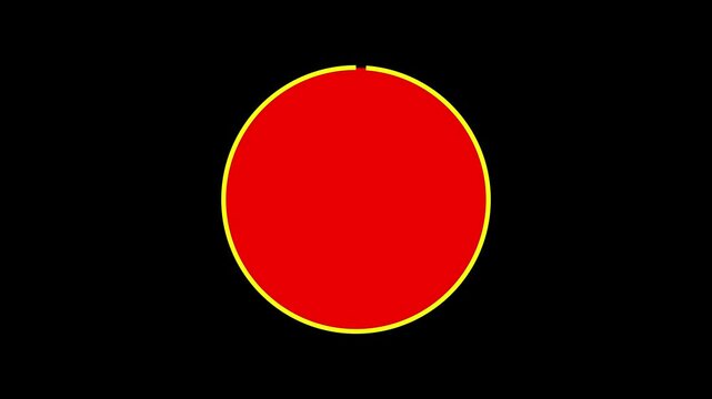 Animated dramatic shutdown. Red yellow graphic design abstract transition end screen closing system failure power off alert warning signal broadcast television cinema film v f x motion.