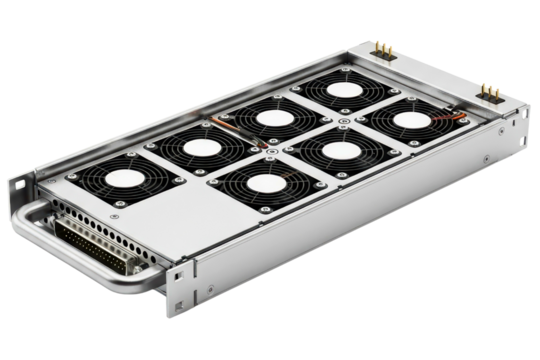 Rack-mount cooling fan system for electronic server equipment on a transparent background