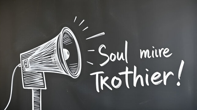 Chalk sketch of loudspeaker and inscription truthful