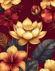 Floral art with gold accents