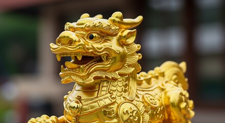 Golden dragon statue detail