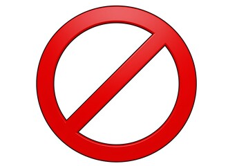 Fototapeta premium Vibrant Red Prohibition Sign on a White Background Indicating Restriction or Limitation with Bold Geometric Design