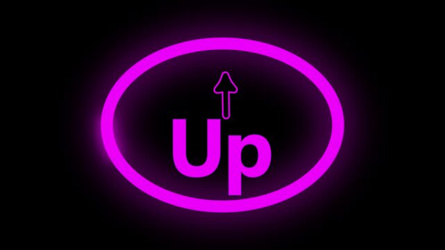 Neon purple up arrow animation circular motion design element upward trend 4k hd. Animated neon purple up arrow circular motion abstract background growth success