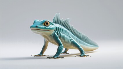 Obraz premium Full-body pygmy angelfish swimming with fins out, side view isolated on white