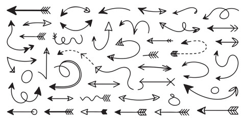 hand drawn black arrow collection diverse styles straight vector illustration