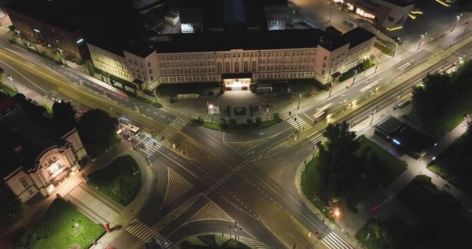 Night Hyperlapse of Intersection by Voivodeship Office in Toruń