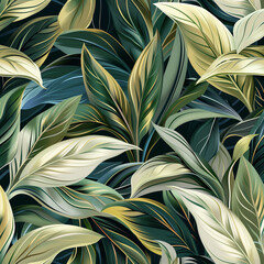 Tropical Botanical Pattern, Geometric Style, Luxury Wallpaper Design
