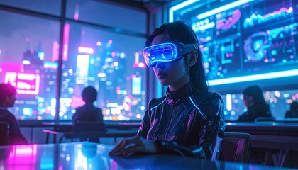 Futuristic Analyst Data Immersion in Virtual Reality Workplace