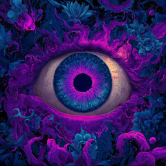 urreal Cosmic Eye, Psychedelic Tentacles, Fantasy Digital Illustration surreal horror