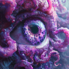 urreal Cosmic Eye, Psychedelic Tentacles, Fantasy Digital Illustration surreal horror