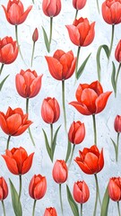 Red tulips on textured background