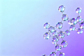 Abstract molecular structure with interconnected crystal-like spheres on a gradient background