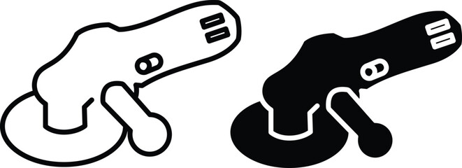 Electric Angle Grinder Icon Set Depicting Power Tool for Cutting and Polishing and Vector Silhouette..eps