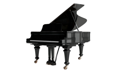 Modern grand piano in grayscale