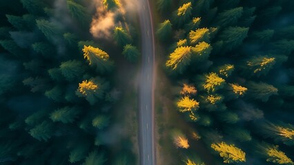 A misty forest fork illuminated by dawn light, symbolizing life's diverging paths.