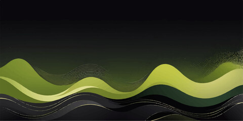 Abstract green background with colorful lines, a vector illustration design of a wave pattern suitable for a business banner template or web wallpaper backdrop