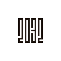 Number 2, 0, 3 and 2 square, rectangles geometric symbol simple logo vector