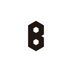 Letter B hexagon , outline geometric symbol simple logo vector
