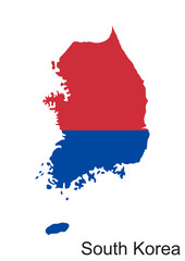 Obraz premium Stylized South Korea Map Vector – Artistic Korean Flag Design, Decorative Outline and Creative Asia Map Illustration