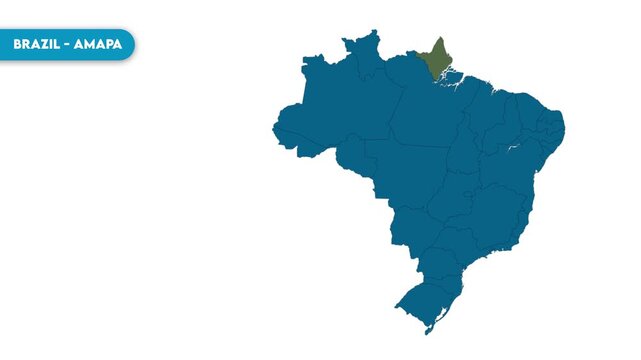 Amapa Map Video, Brazil map, Political Map of Brazil, national flag and borders, perfect for presentations, travel, education, geography, and global studies.