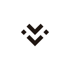 Letter v, M and j heart, square geometric symbol simple logo vector