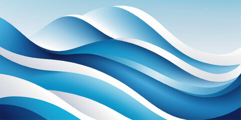 An abstract blue wave vector design with a flowing curve pattern creates a stylish background illustration for business and web use