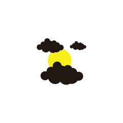 Clouds, and sun geometric symbol simple logo vector
